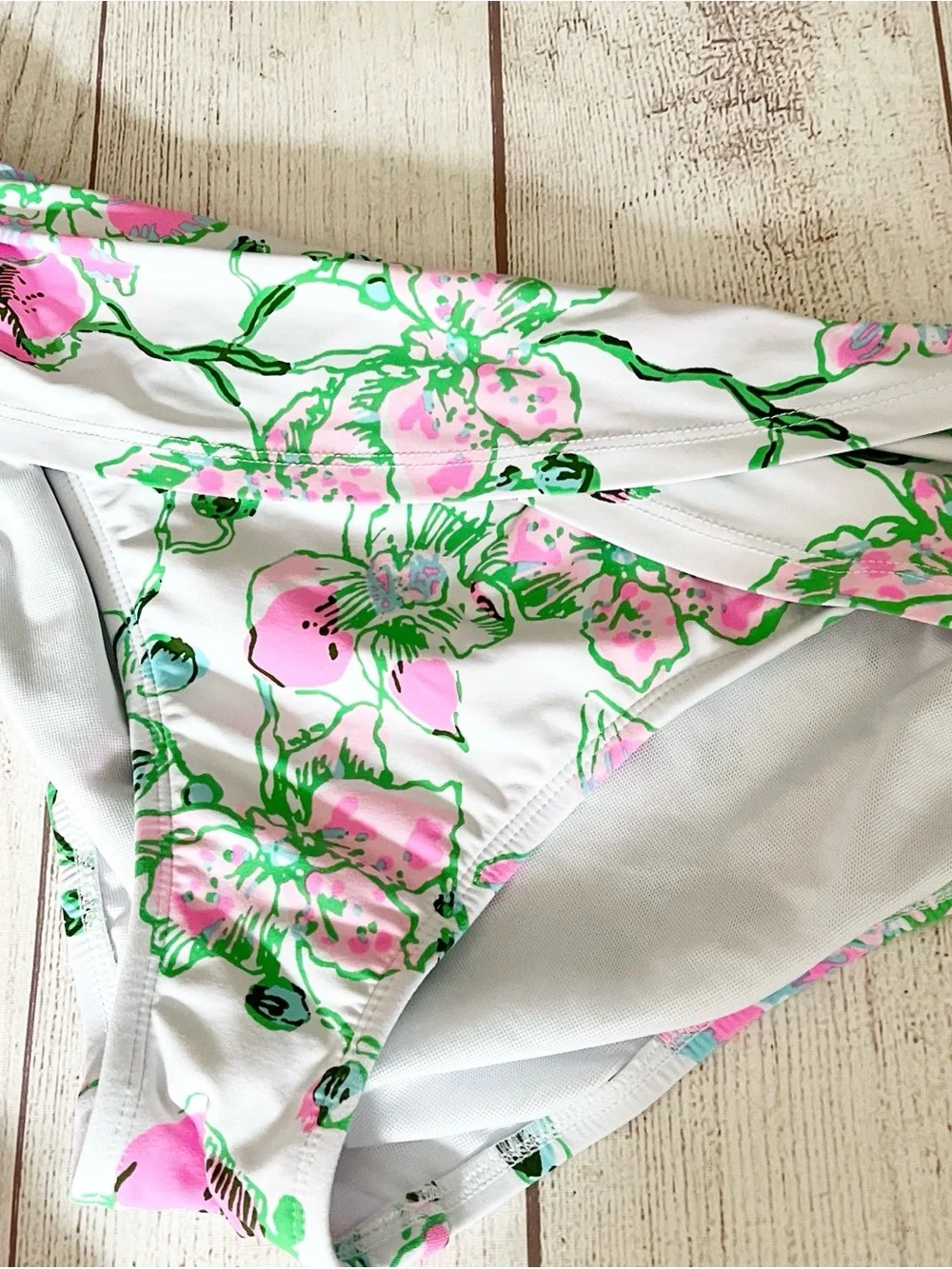 Lilly Pulitzer pink and green ruched front bikini bottoms